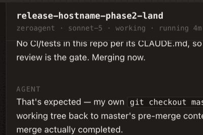 A worker's panel header naming the model it's running on, Sonnet 5, next to its live status and elapsed time.